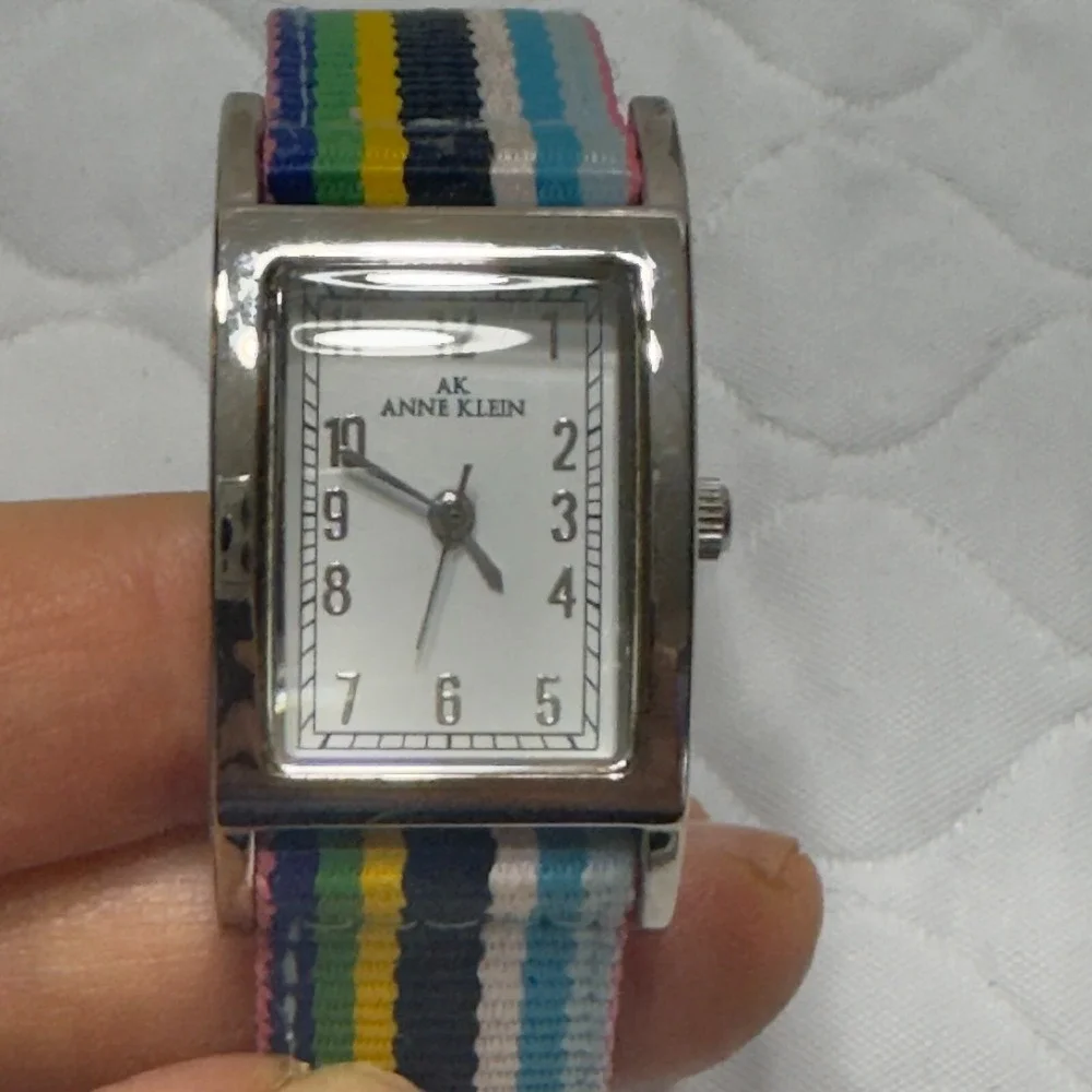 Anne Klein VINTAGE Woman's Rainbow Belt Watch Y121E 10/6465 Japan Movt Quartz